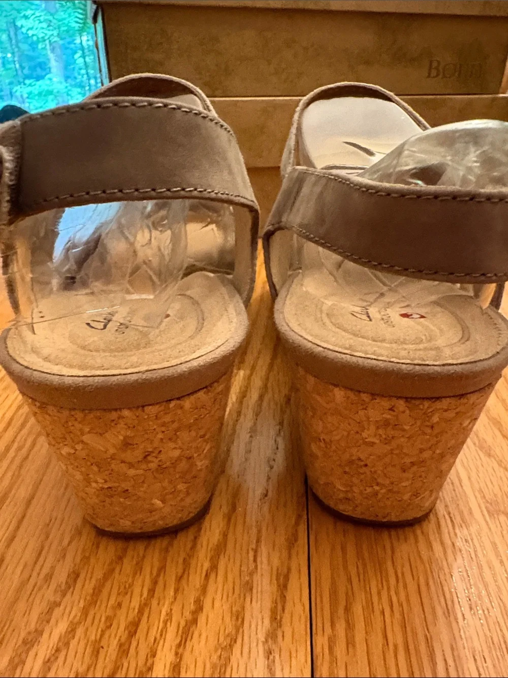 Clarks Taupe/Beige Wedge Sandals